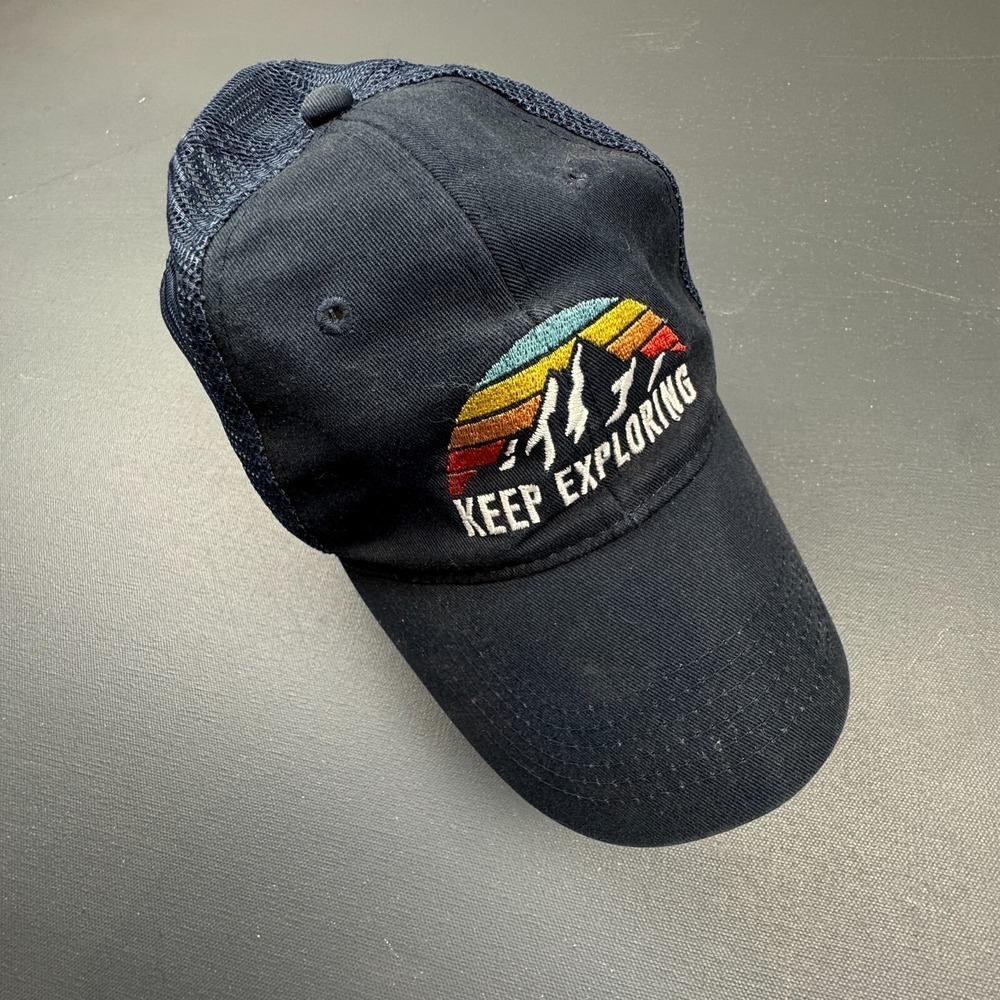 Keep Exploring Trucker Hat Mens OS Black Mesh Adjustable Outdoors Adventures Cap